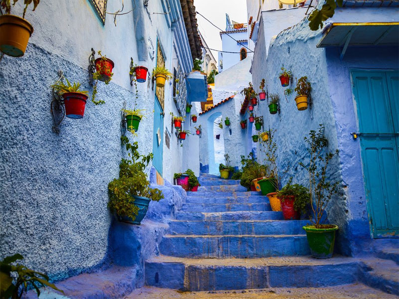 Colored blue buildings in Chefchaouen