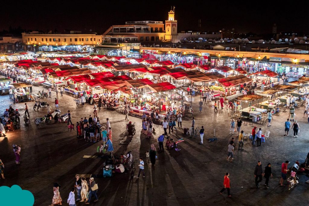 Christmas in Marrakech Medina with festive lights