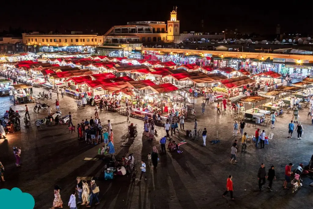 Christmas in Marrakech Medina with festive lights
