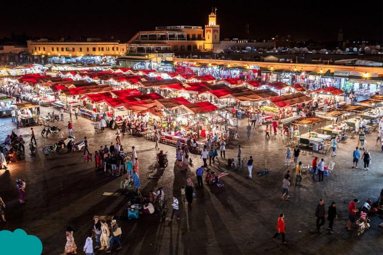 Christmas in Marrakech Medina with festive lights