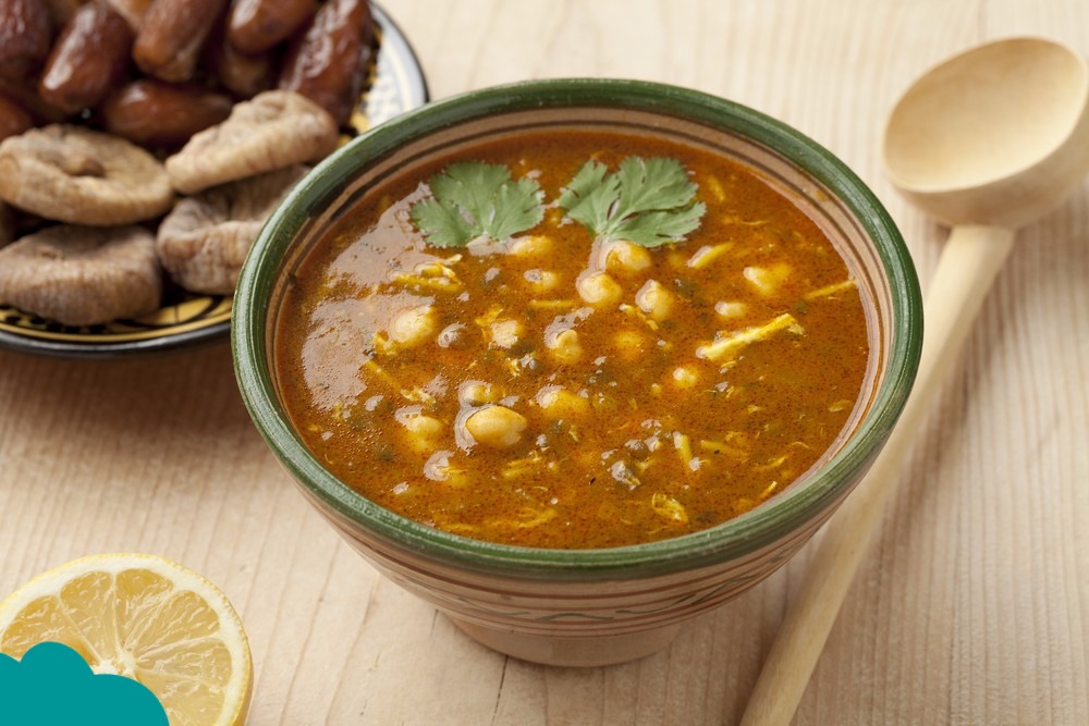 Moroccan Cuisine Must-Try Foods harira soup with lentils, chickpeas, and herbs