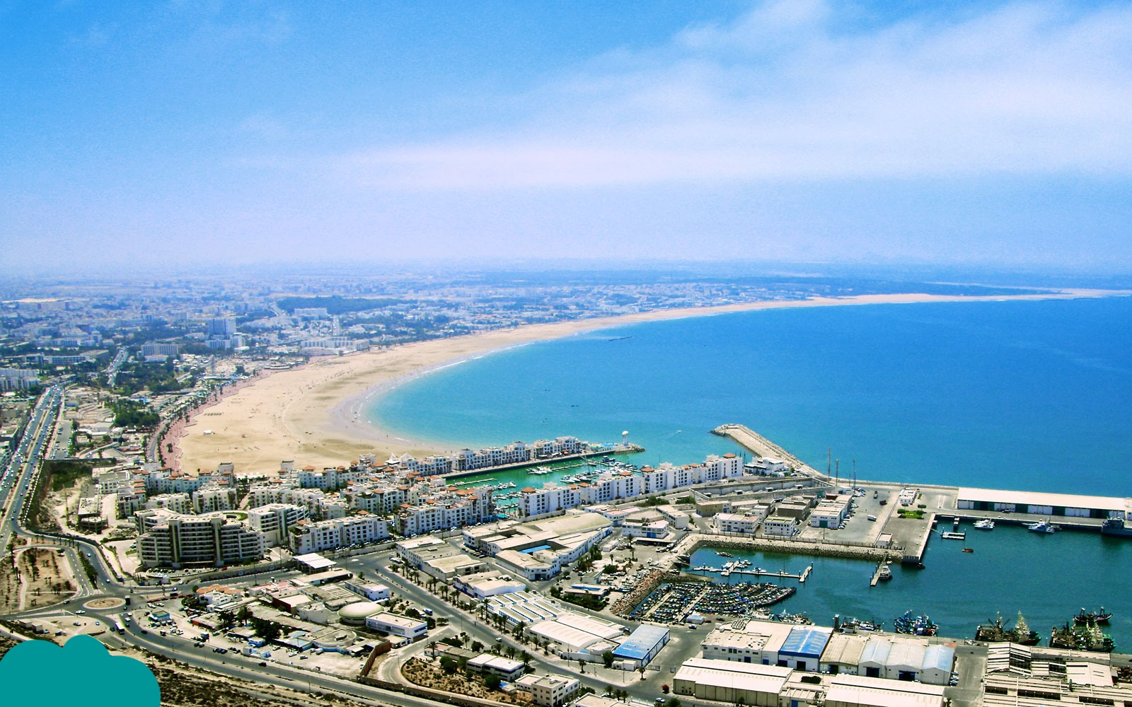 Warm and sunny Agadir beach during Morocco Christmas holidays.