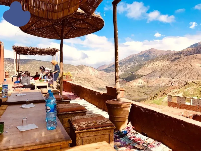 Healthy Moroccan meals served at a yoga retreat in Morocco Atlas Mountains